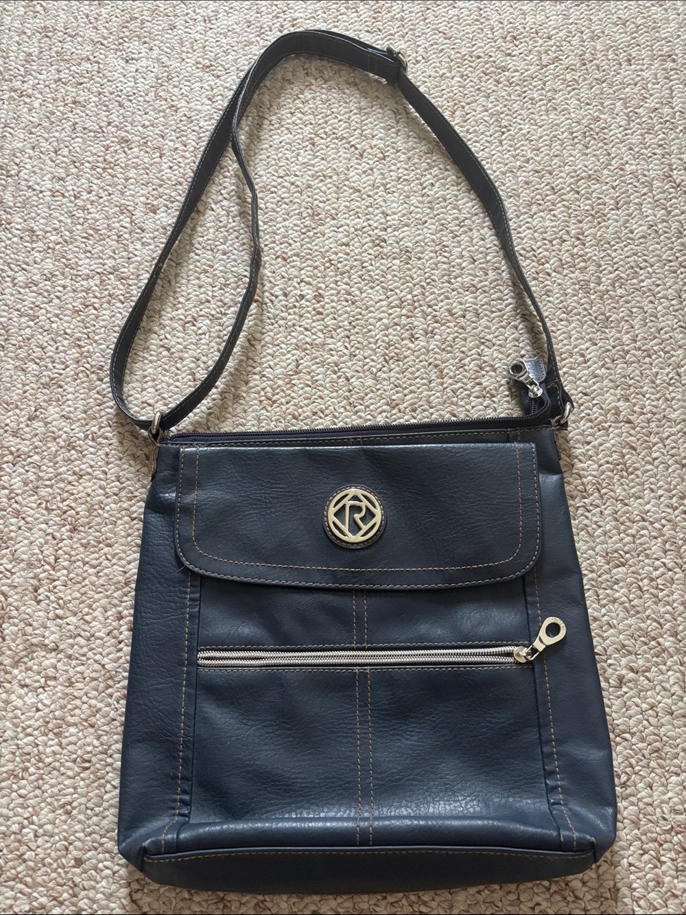 Relic Navy Blue Vegan Leather Multi-Pocket Crossbody Bag